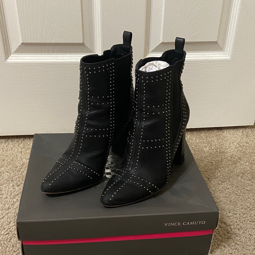 Vince Camuto Black Studded Heeled Boots